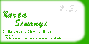 marta simonyi business card